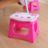 小貓便攜式折疊板凳 加厚塑料卡通貓頭椅子  粉色  60一件